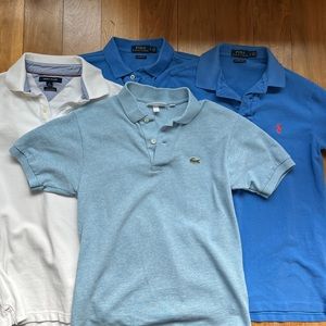 Bundle 4 polo shirts: 2 Ralph Lauren, 1 Lacoste and 1 Tommy Hilfigger